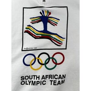 VTG 90s South African Olympic Team‎ Adult M Pullover Sweater 1/4 Zip White READ